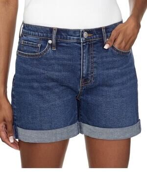 Hudson Jeans Premium Dark Blue Denim Cuffed Hem Shorts Stretch Size 10